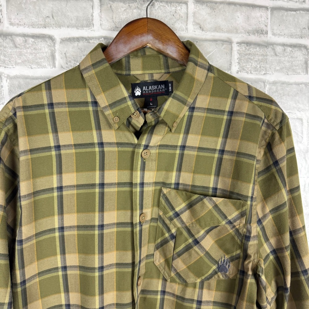 Alaskan Hardgear Duluth Trading Co Mens Large Slim Fit Plaid Button Down Shirt